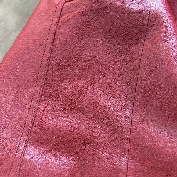 Vintage Red Leather Coat - Picture 6 of 16
